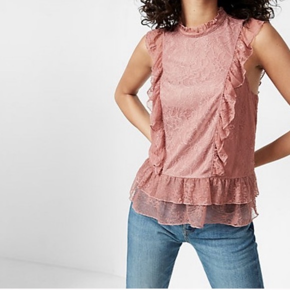 express women lace and rufle mock neck size XS - Picture 1 of 4